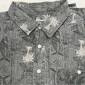 Croft & Barrow men’s gray short sleeve button down Hawaiian shirt size 3XB